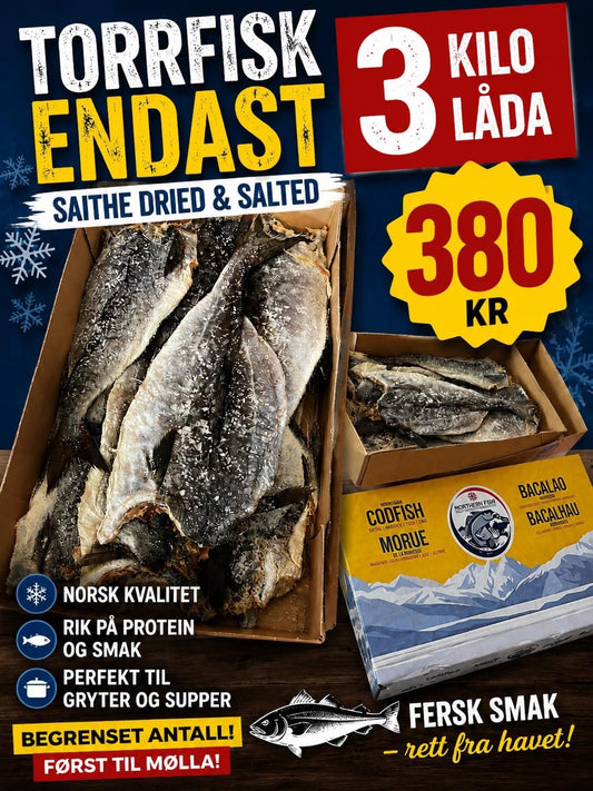Sej torkad & saltad fisk 3 kg