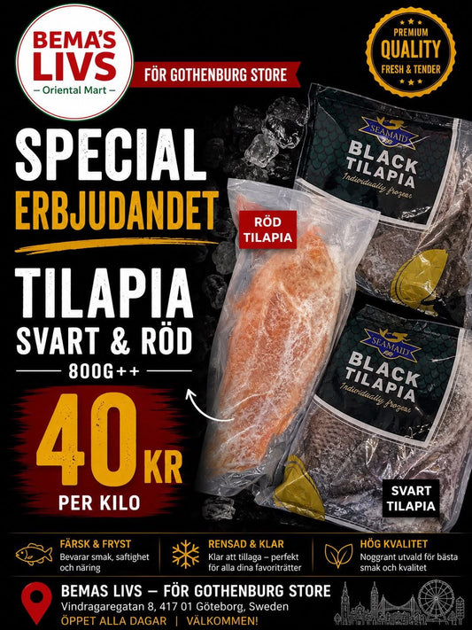 Hel tilapia svart/röd 800G ++